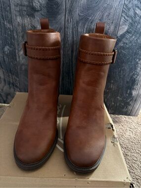 Women's Brown Leather Ankle Boots - Classic Pull-On Style